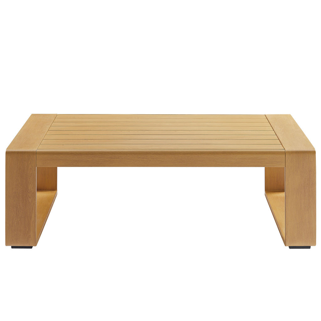Lirienne Outdoor Patio Aluminum Faux Wood Coffee Table - Natural