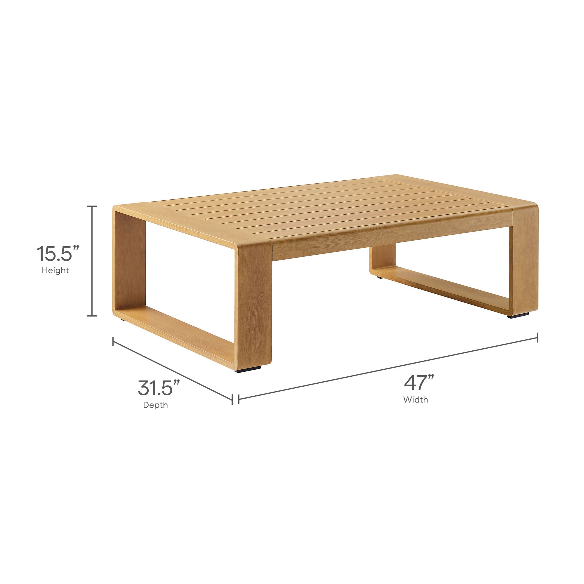 Lirienne 4-Piece Outdoor Patio Aluminum Faux Wood Furniture Set - Ivory Natural (2 Armchairs, Loveseat, Coffee Table)