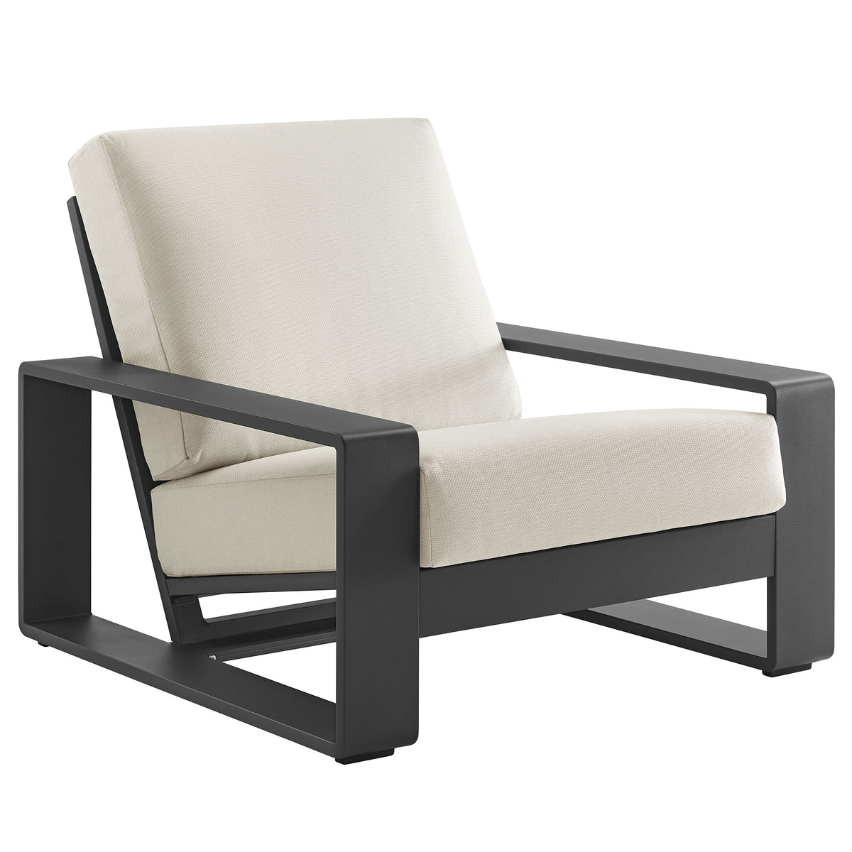 Lirienne Outdoor Patio Aluminum Armchair - Cream Gray