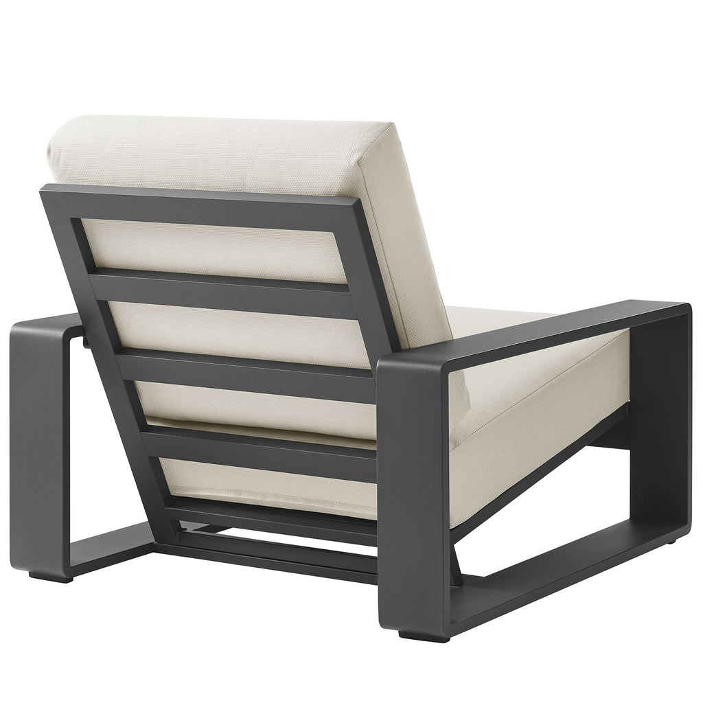 Lirienne Outdoor Patio Aluminum Faux Wood Armchairs Set of 2 - Cream
