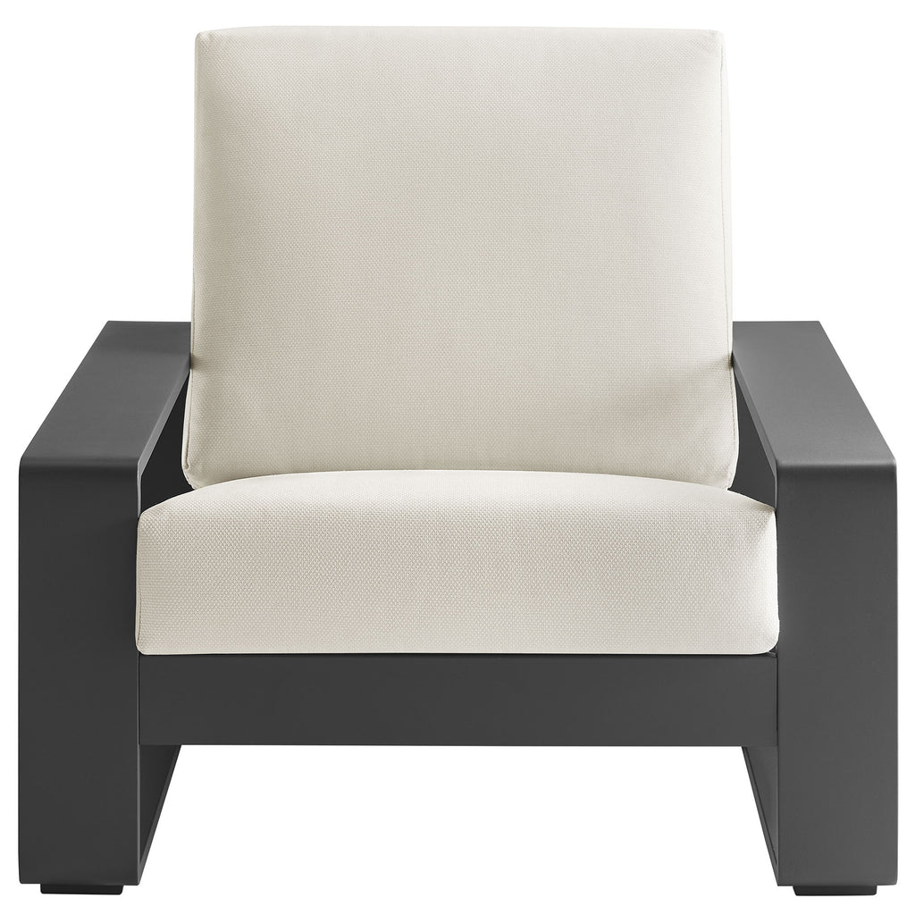 Lirienne Outdoor Patio Aluminum Faux Wood Armchairs Set of 2 - Cream