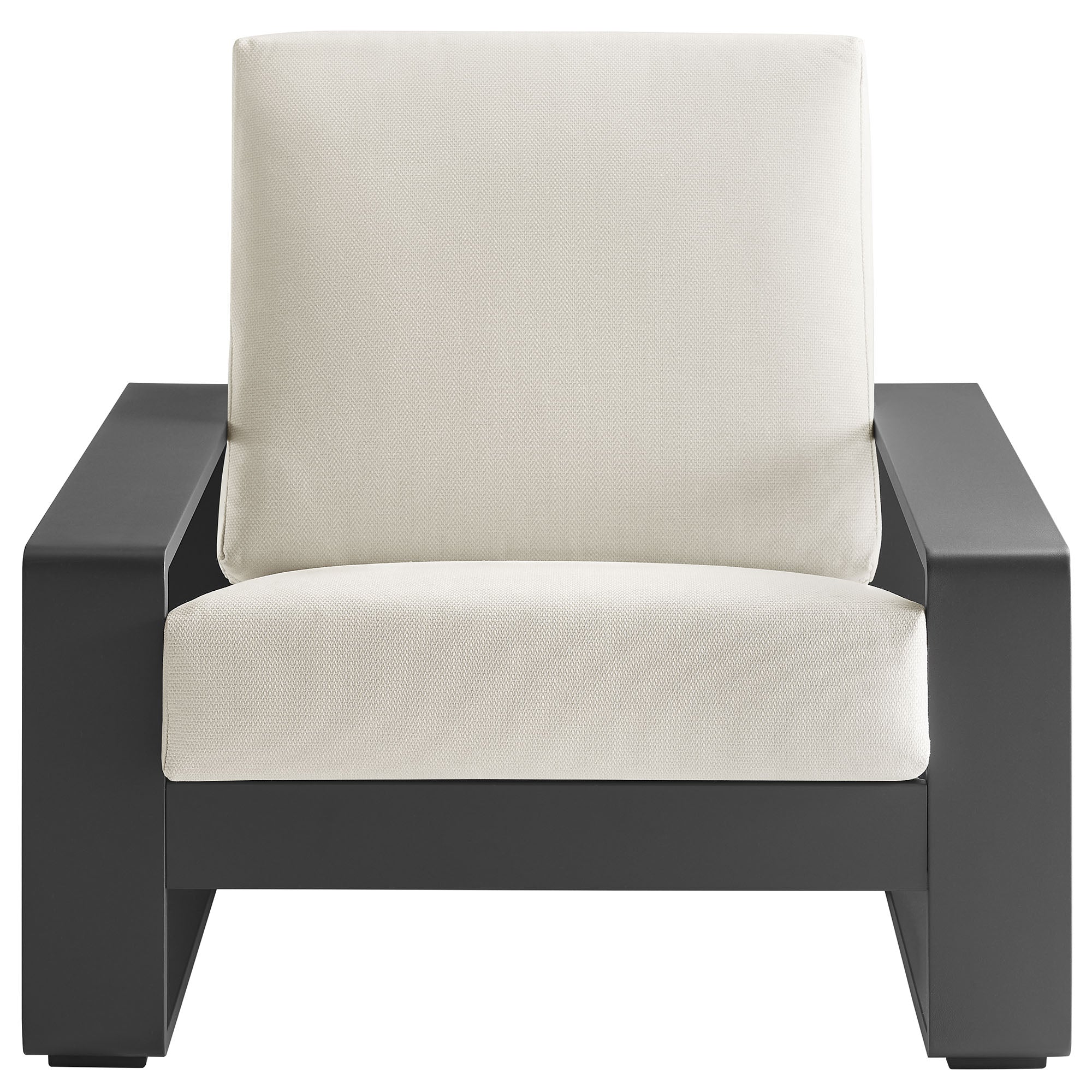Lirienne Outdoor Patio Aluminum Faux Wood Armchairs Set of 2 - Cream