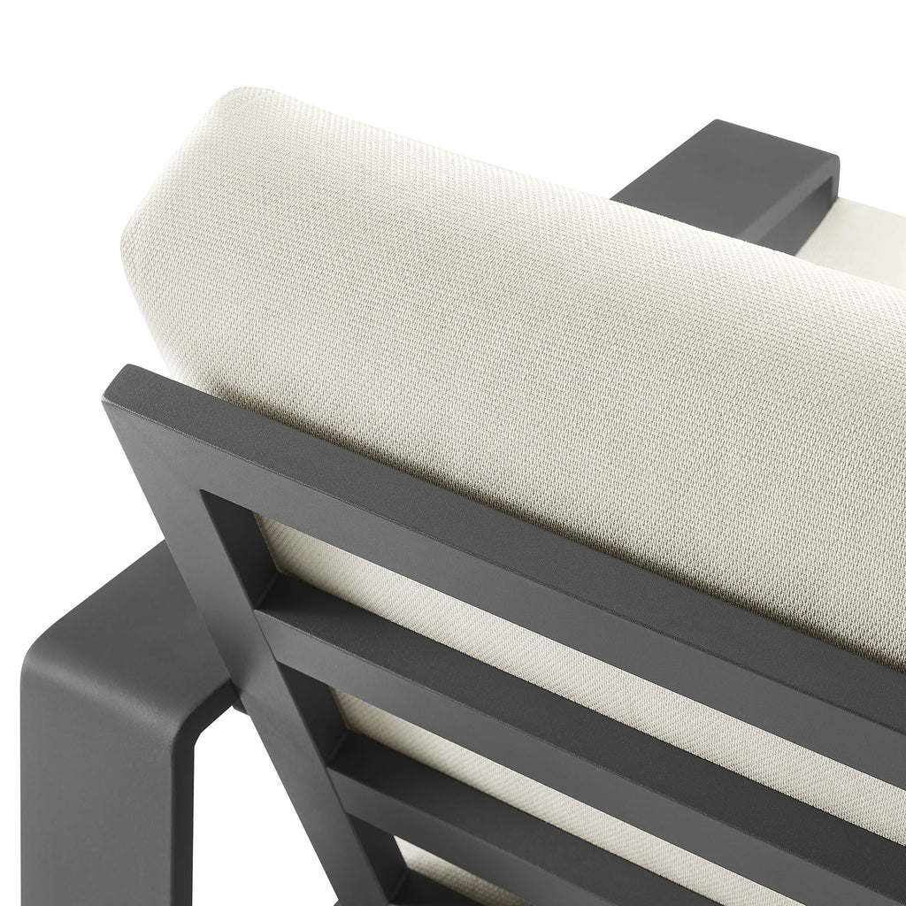 Lirienne Outdoor Patio Aluminum Faux Wood Armchairs Set of 2 - Cream