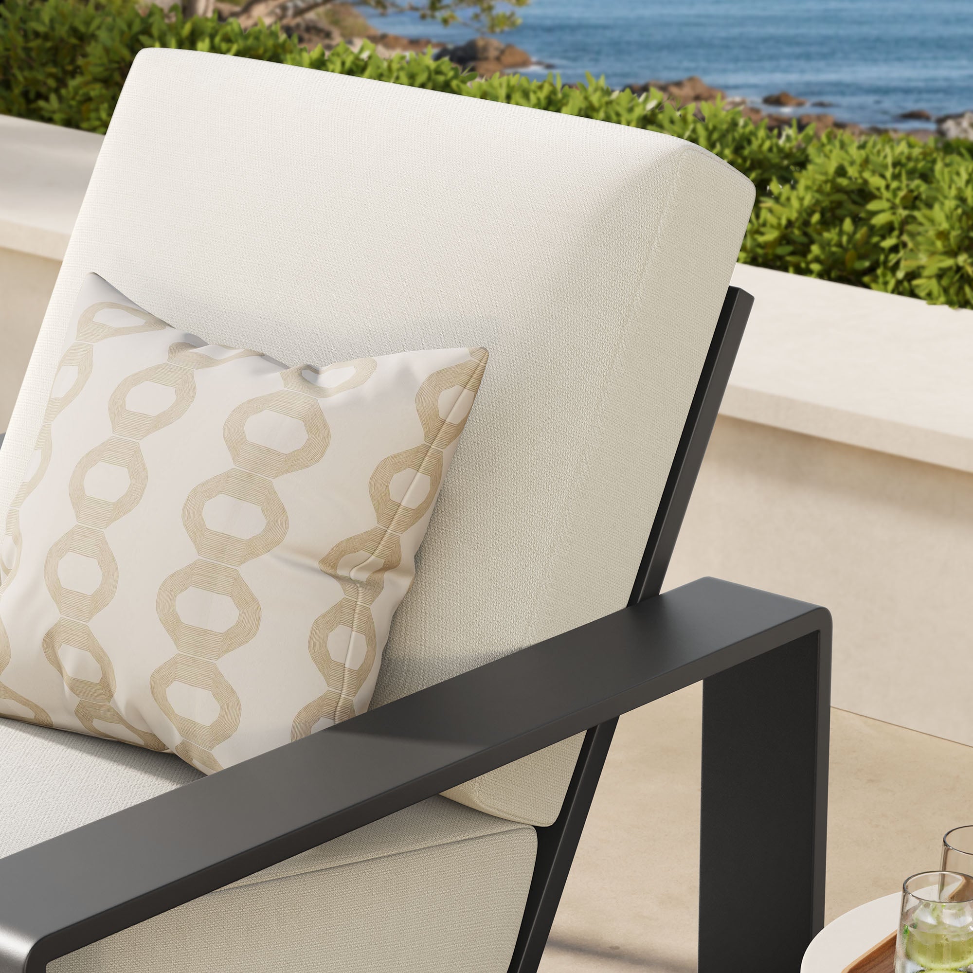 Lirienne Outdoor Patio Aluminum Armchair - Cream Gray