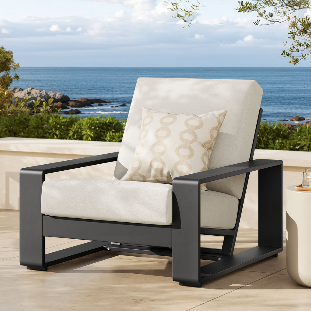 Lirienne Outdoor Patio Aluminum Armchair - Cream Gray