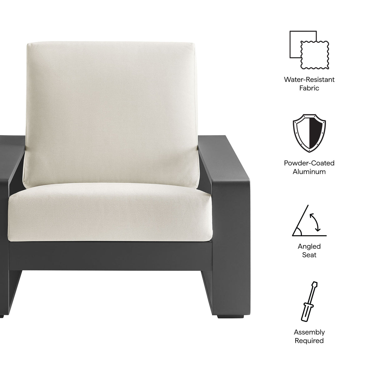 Lirienne Outdoor Patio Aluminum Armchair - Cream Gray