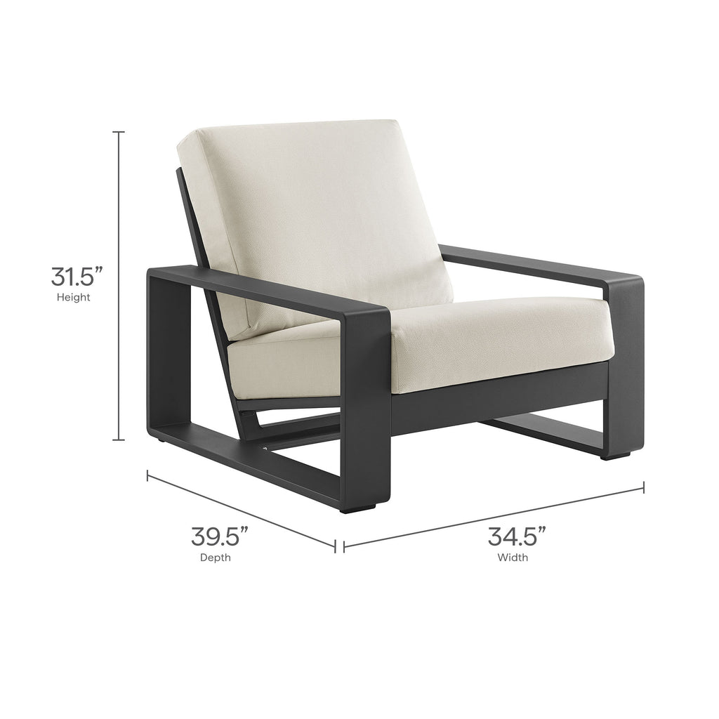 Lirienne Outdoor Patio Aluminum Armchair - Cream Gray