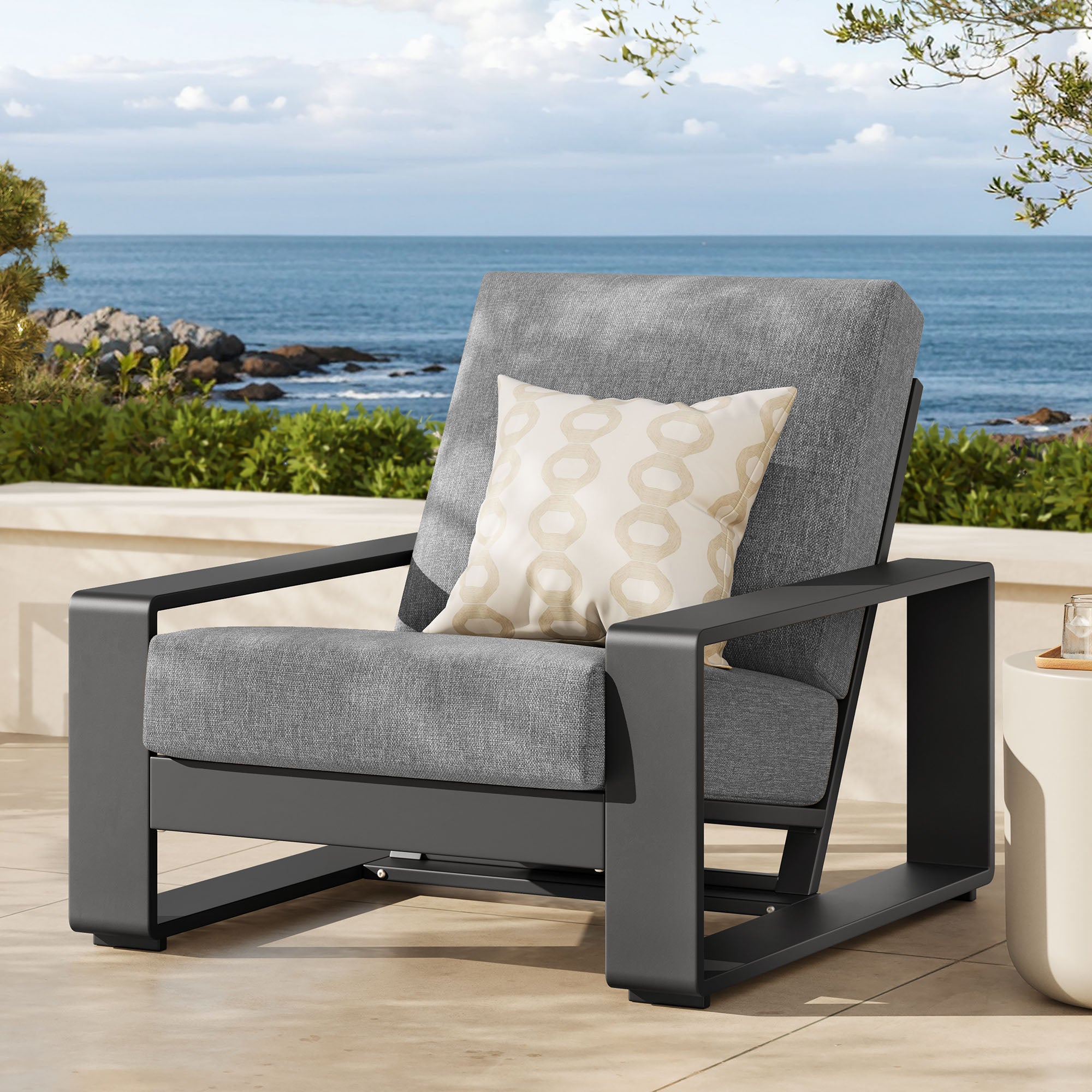 Lirienne Outdoor Patio Aluminum Armchair - Light Gray Gray