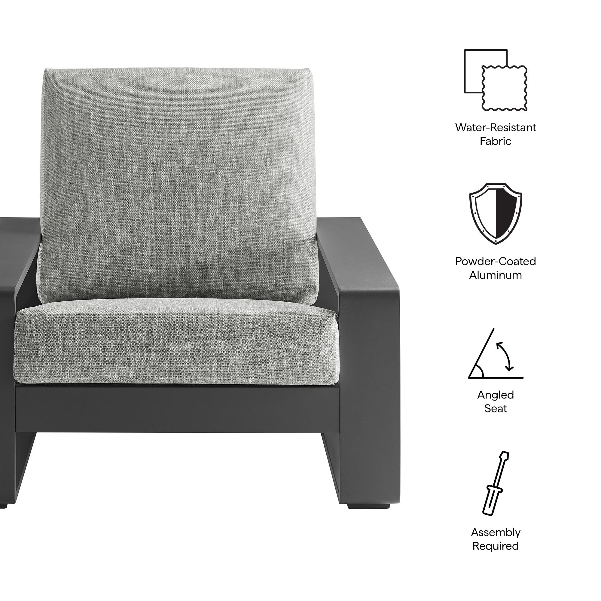 Lirienne Outdoor Patio Aluminum Armchair - Light Gray Gray