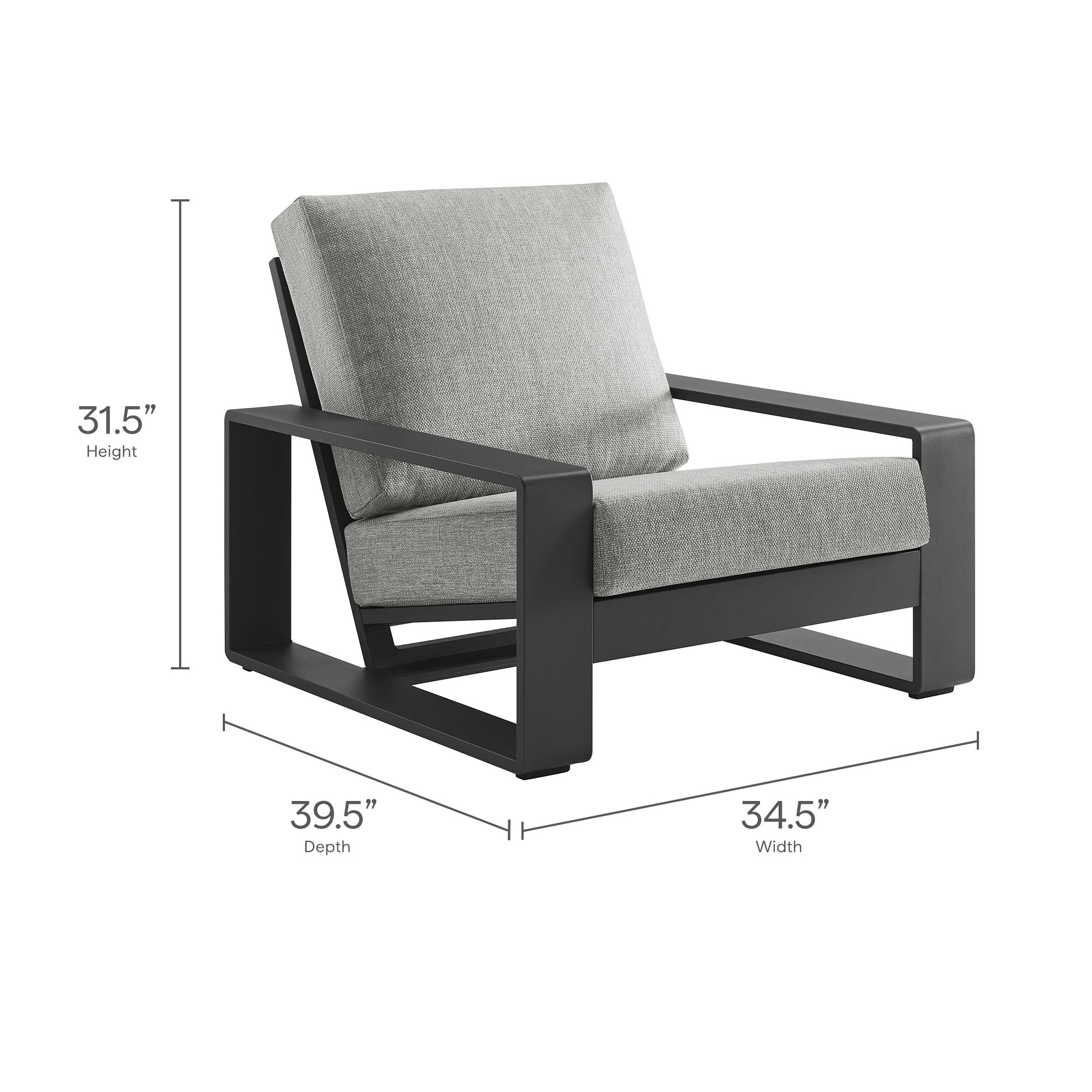 Lirienne 4-Piece Outdoor Patio Aluminum Furniture Set - Light Gray (2 Armchairs, Loveseat, Coffee Table)