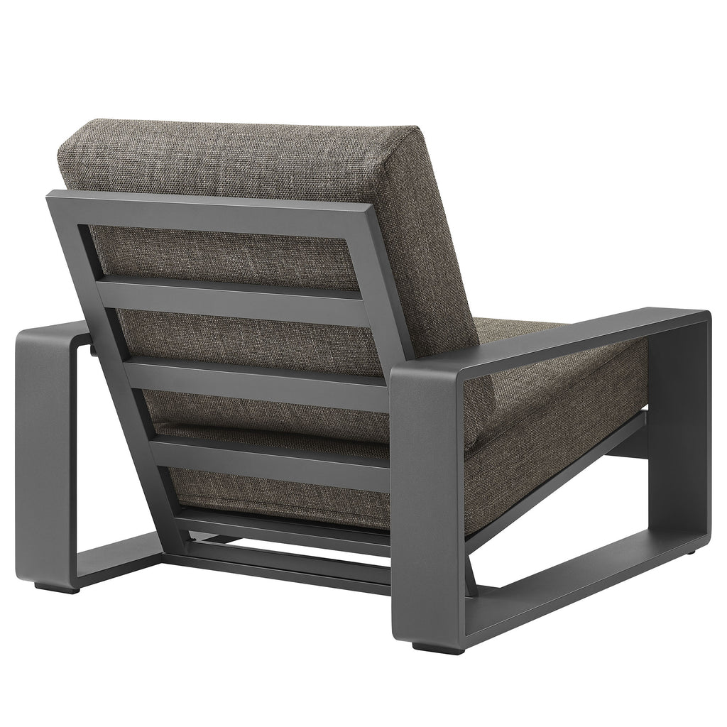 Lirienne Outdoor Patio Aluminum Faux Wood Armchairs Set of 2 - Smoke