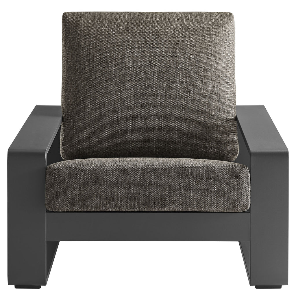 Lirienne Outdoor Patio Aluminum Faux Wood Armchairs Set of 2 - Smoke