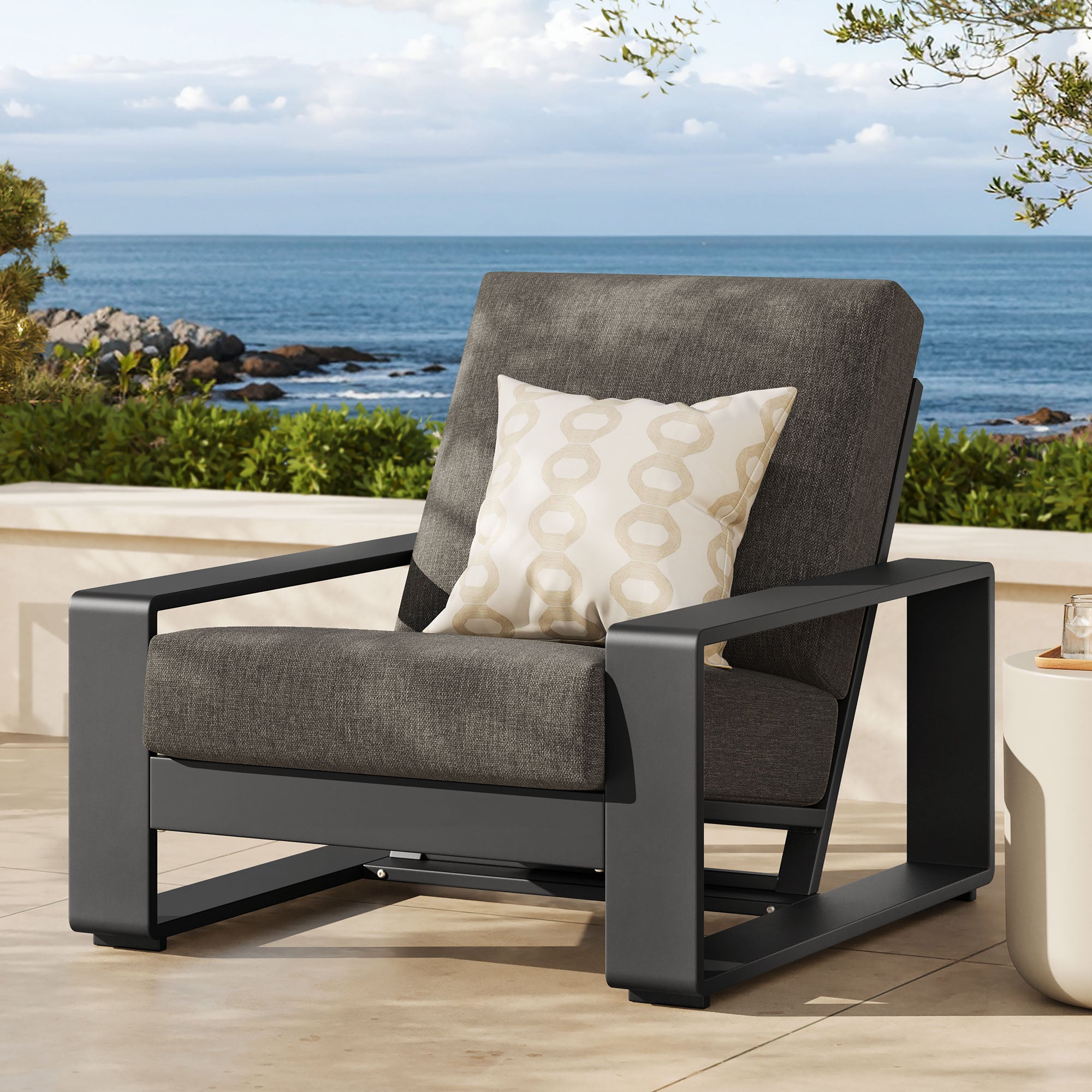 Lirienne Outdoor Patio Aluminum Armchair - Smoke