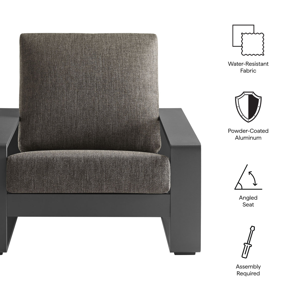 Lirienne Outdoor Patio Aluminum Armchair - Smoke