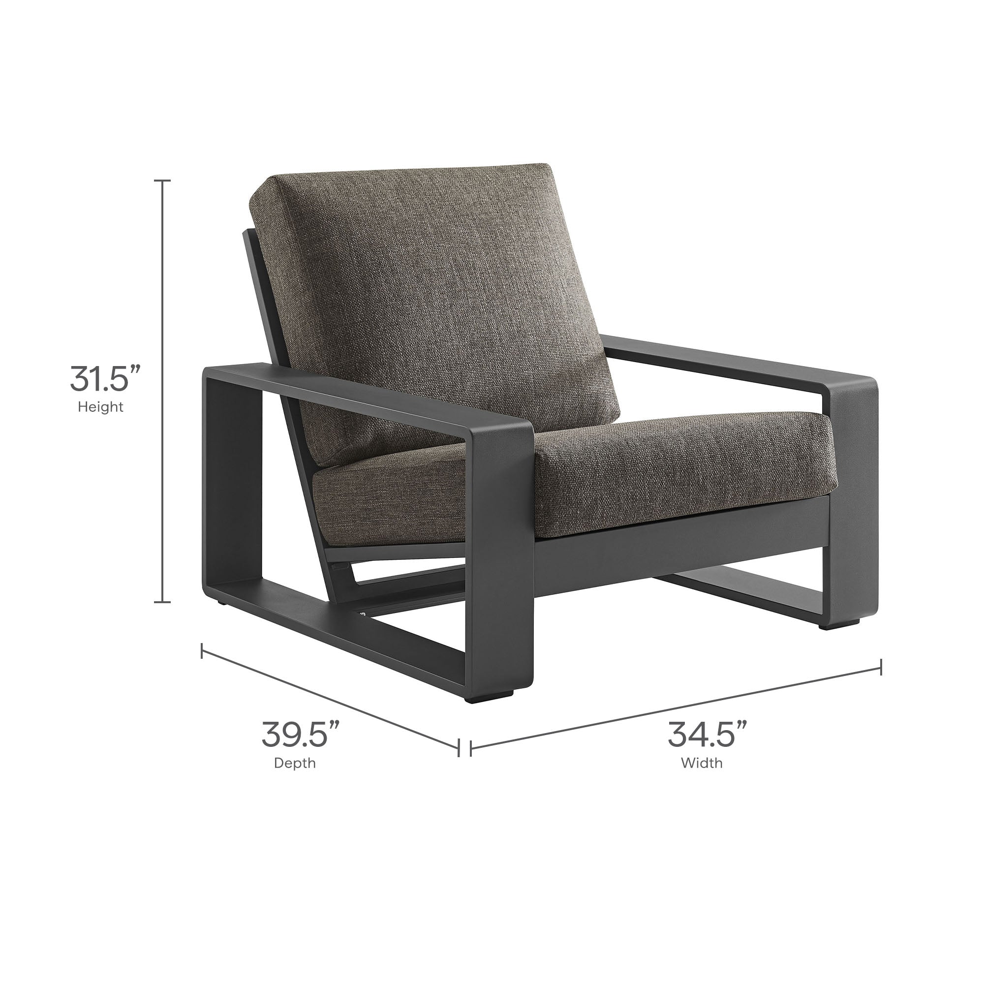Lirienne 4-Piece Outdoor Patio Aluminum Furniture Set - Smoke (2 Armchairs, Loveseat, Coffee Table)