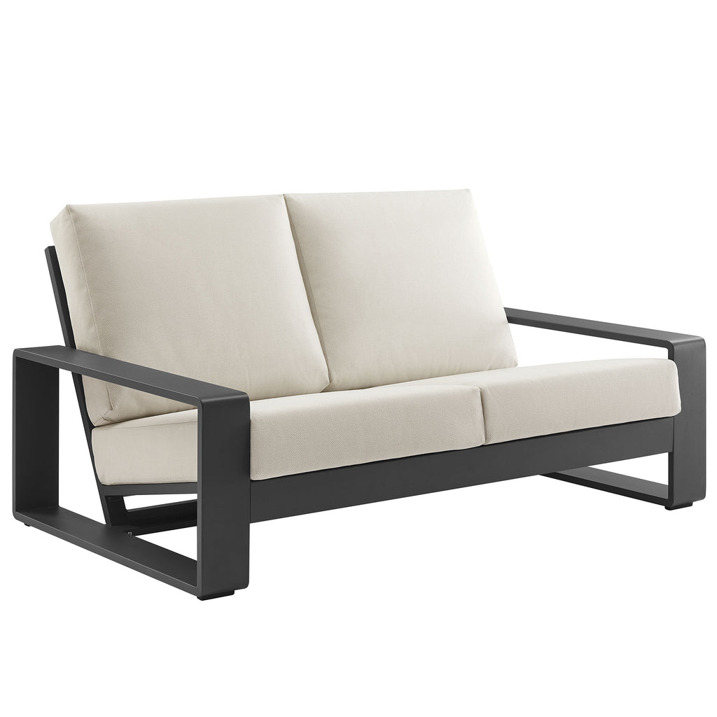 Lirienne Outdoor Patio Aluminum Loveseat - Cream Gray