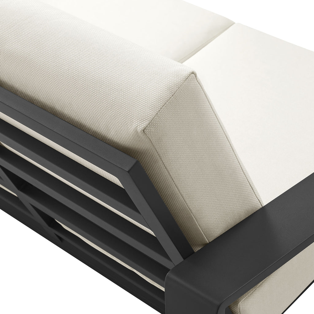 Lirienne Outdoor Patio Aluminum Loveseat - Cream Gray