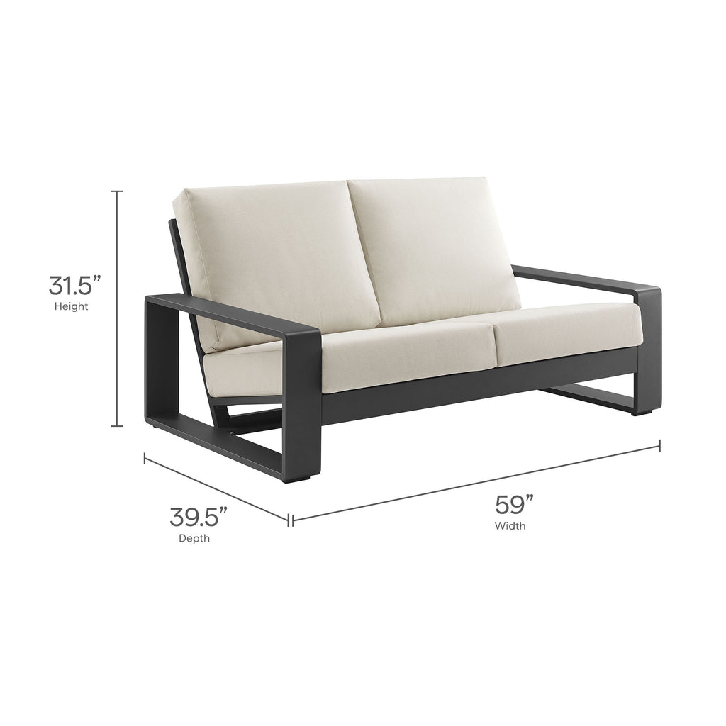 Lirienne Outdoor Patio Aluminum Loveseat - Cream Gray