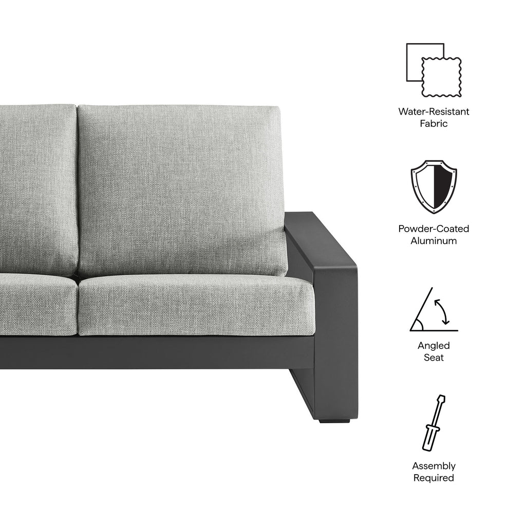 Lirienne Outdoor Patio Aluminum Loveseat - Light Gray Gray
