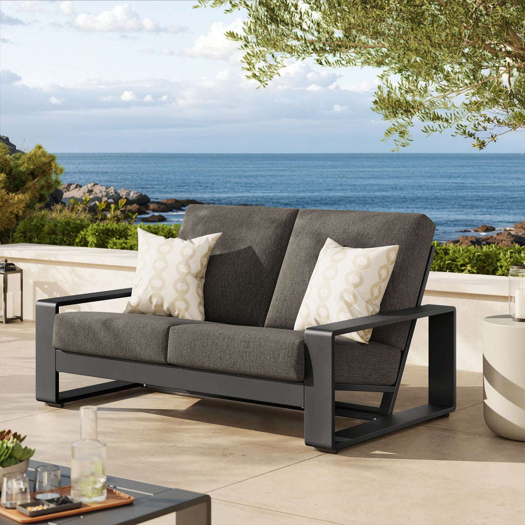 Lirienne Outdoor Patio Aluminum Loveseat - Smoke Gray