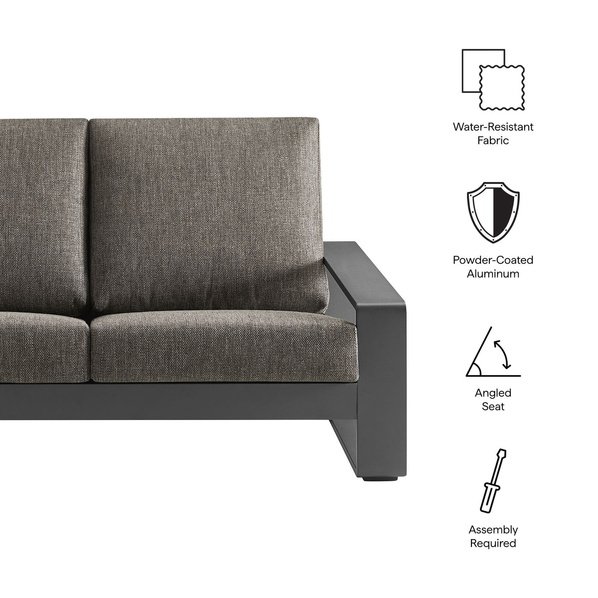 Lirienne Outdoor Patio Aluminum Loveseat - Smoke Gray