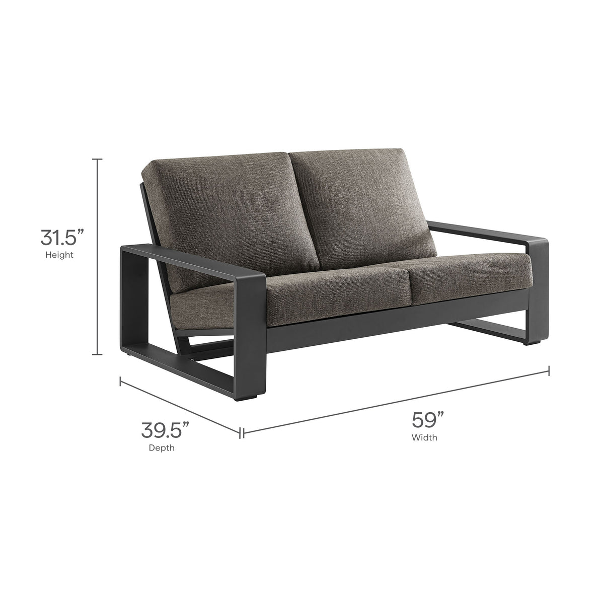 Lirienne Outdoor Patio Aluminum Loveseat - Smoke Gray