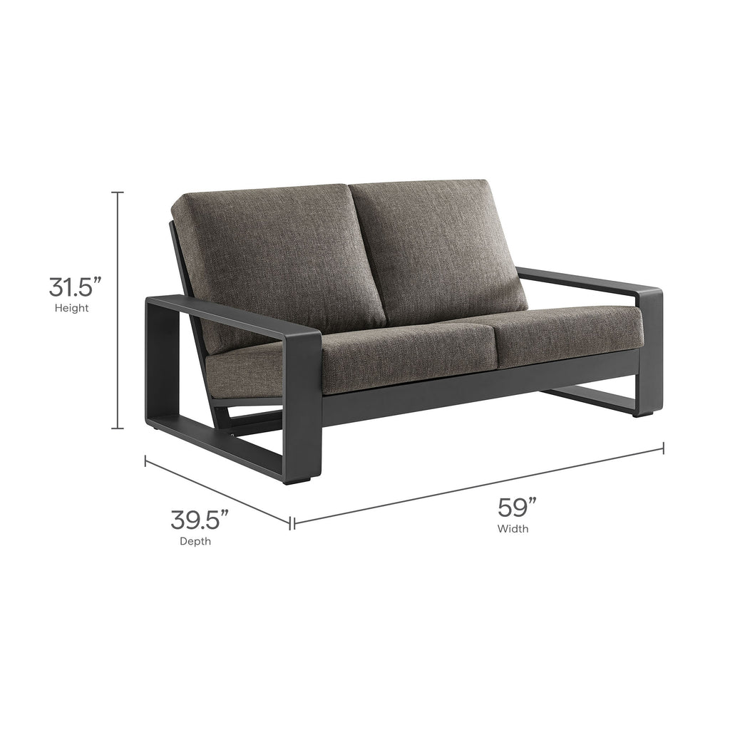 Lirienne 4-Piece Outdoor Patio Aluminum Furniture Set - Smoke (2 Armchairs, Loveseat, Coffee Table)