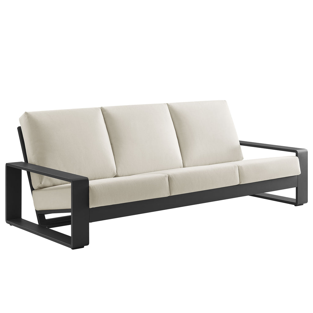 Lirienne Outdoor Patio Aluminum Sofa - Cream Gray