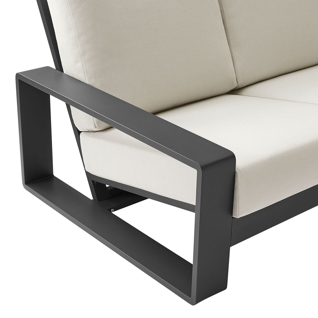 Lirienne Outdoor Patio Aluminum Sofa - Cream Gray