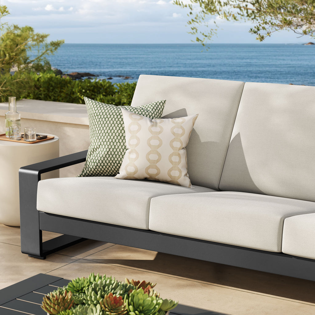 Lirienne Outdoor Patio Aluminum Sofa - Cream Gray