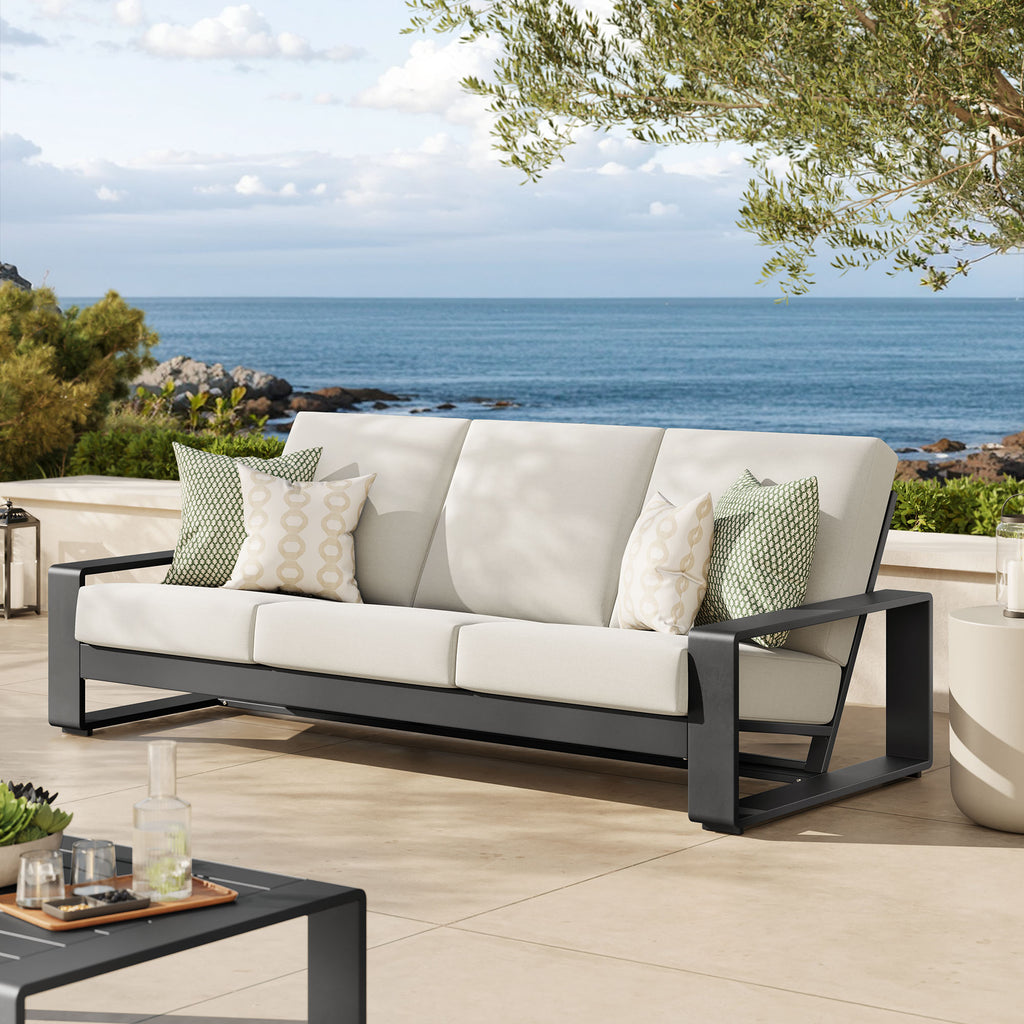 Lirienne Outdoor Patio Aluminum Sofa - Cream Gray