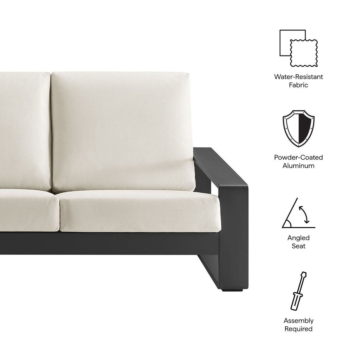 Lirienne Outdoor Patio Aluminum Sofa - Cream Gray