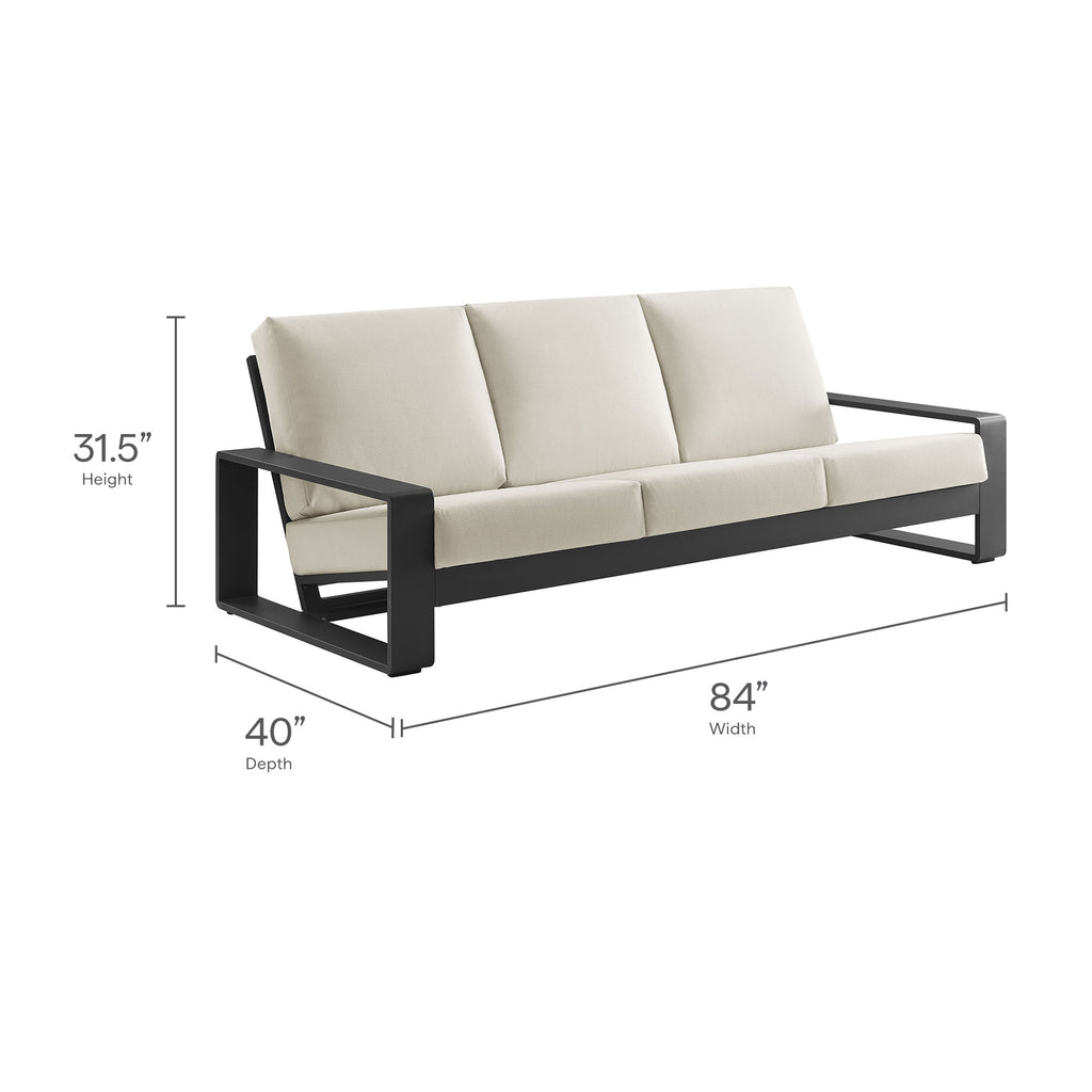 Lirienne Outdoor Patio Aluminum Sofa - Cream Gray