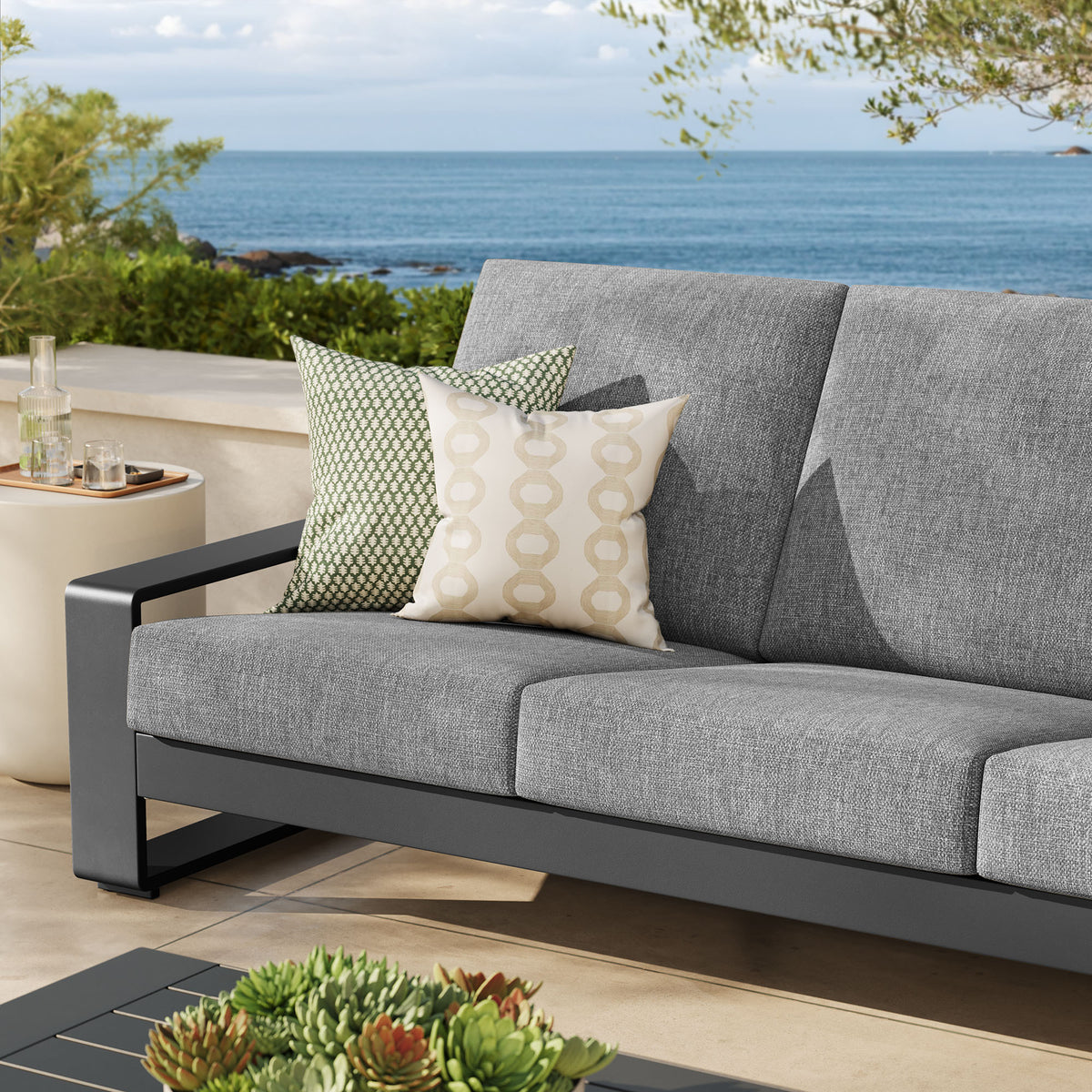 Lirienne Outdoor Patio Aluminum Sofa - Light Gray Gray