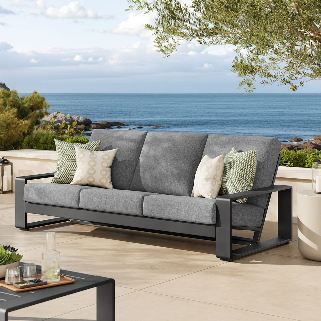 Lirienne Outdoor Patio Aluminum Sofa - Light Gray Gray