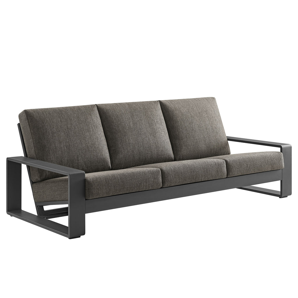 Lirienne Outdoor Patio Aluminum Sofa - Smoke Gray