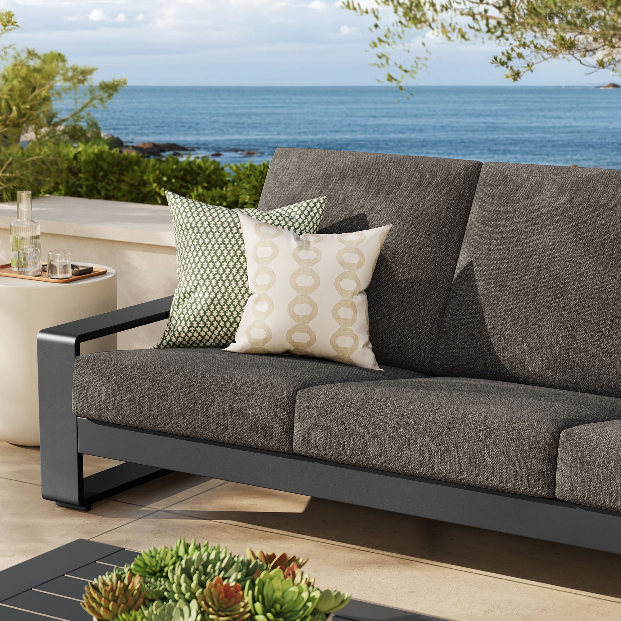 Lirienne Outdoor Patio Aluminum Sofa - Smoke Gray