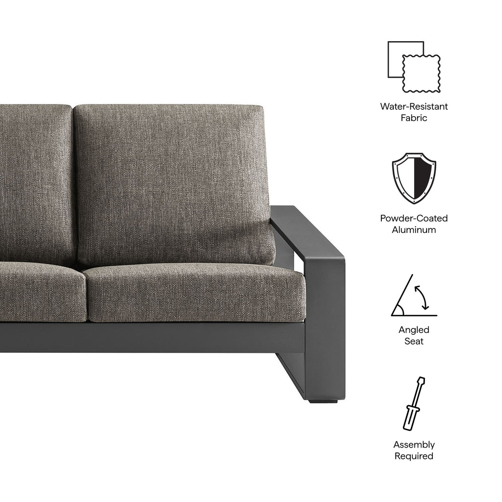 Lirienne Outdoor Patio Aluminum Sofa - Smoke Gray