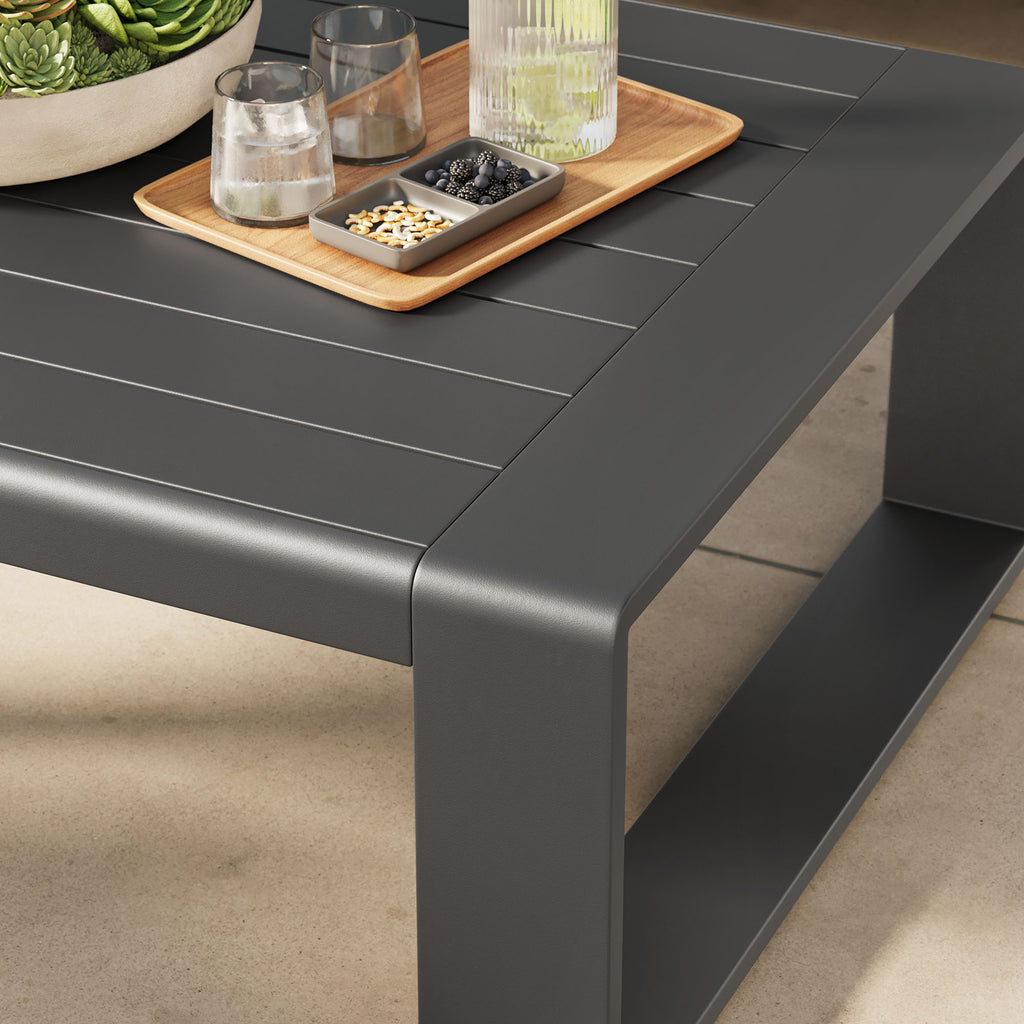 Lirienne Outdoor Patio Aluminum Coffee Table - Gray