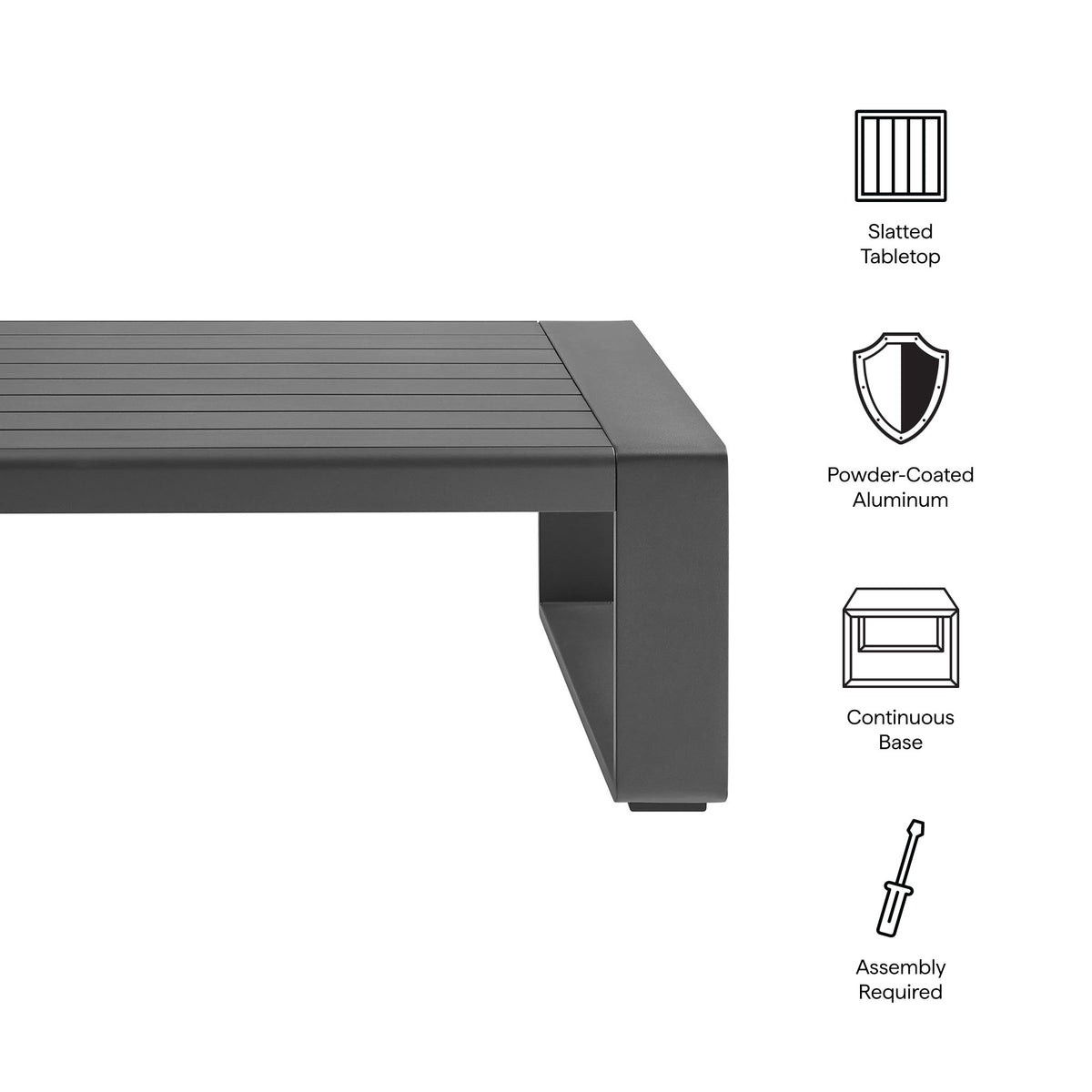 Lirienne Outdoor Patio Aluminum Coffee Table - Gray