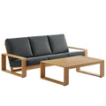 Lirienne 2-Piece Outdoor Patio Aluminum Faux Wood Furniture Set - Charcoal Natural
