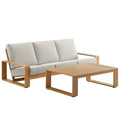 Lirienne 2-Piece Outdoor Patio Aluminum Faux Wood Furniture Set - Ivory Natural
