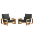 Lirienne Outdoor Patio Aluminum Faux Wood Armchairs Set of 2 - Charcoal Natural