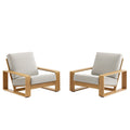 Lirienne Outdoor Patio Aluminum Faux Wood Armchairs Set of 2 - Ivory Natural