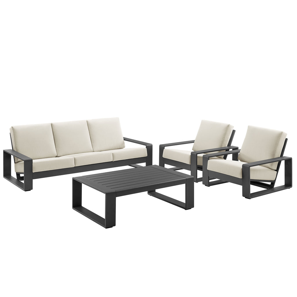 Lirienne 4-Piece Outdoor Patio Aluminum Furniture Set - Cream