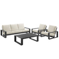 Lirienne 4-Piece Outdoor Patio Aluminum Furniture Set - Cream