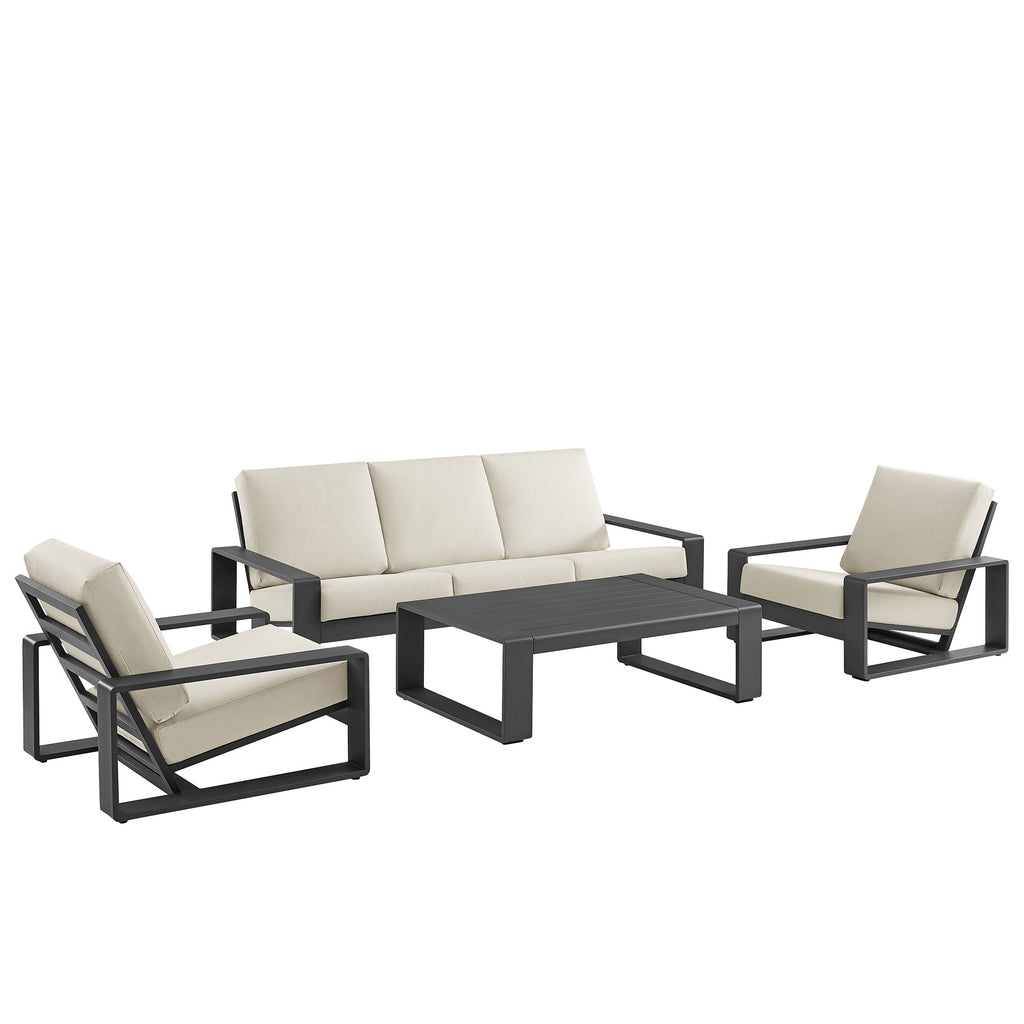 Lirienne 4-Piece Outdoor Patio Aluminum Furniture Set - Cream