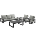 Lirienne 4-Piece Outdoor Patio Aluminum Furniture Set - Light Gray (2 Armchairs, Sofa, Coffee Table)