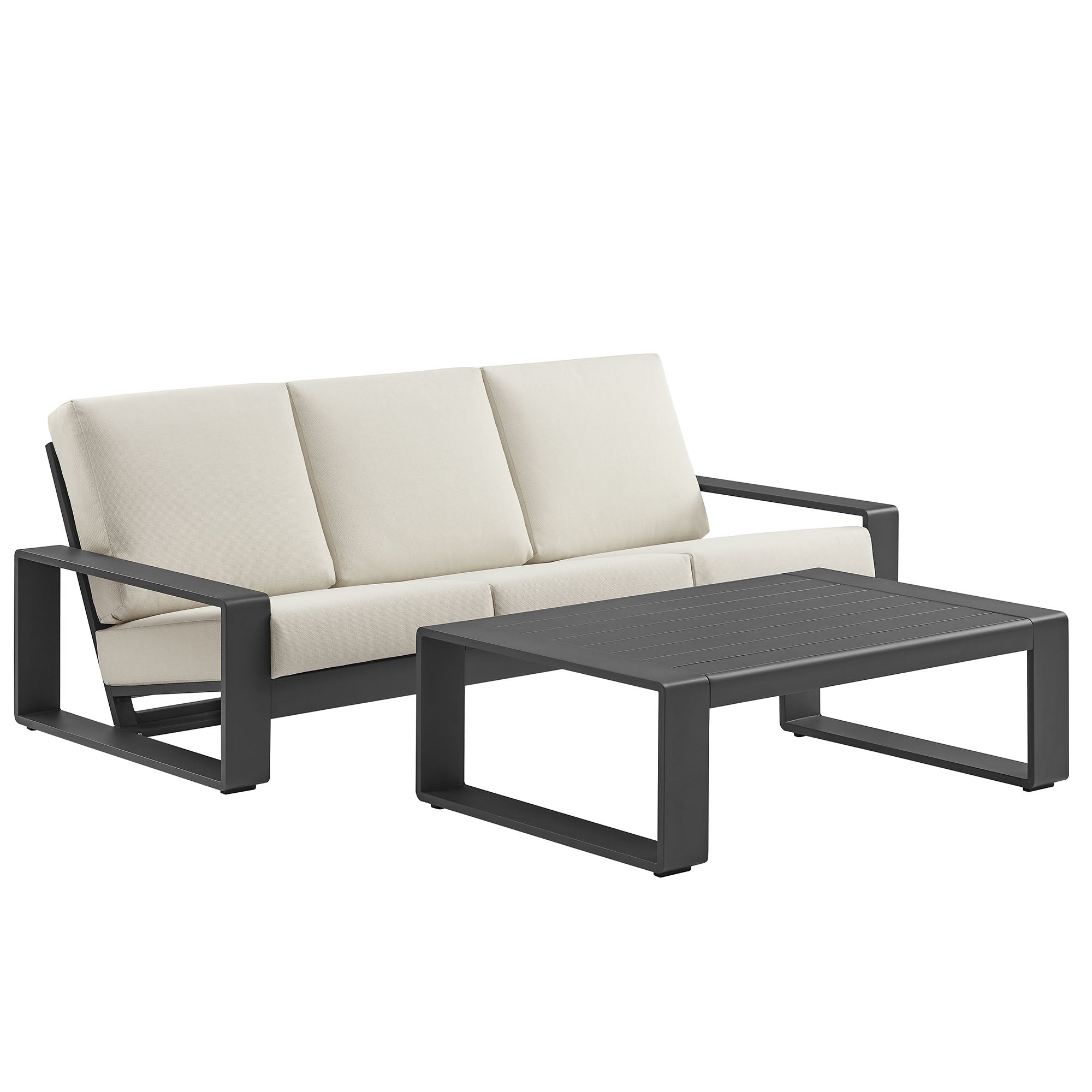 Lirienne 2-Piece Outdoor Patio Aluminum Furniture Set - Cream Gray