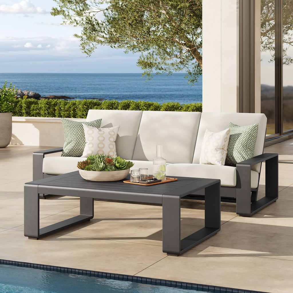 Lirienne 2-Piece Outdoor Patio Aluminum Furniture Set - Cream Gray